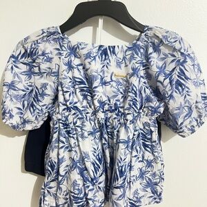 Floral Puff Sleeve Top & Linen shorts set